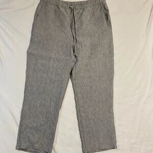 Toscano Ankle Pants Womens XL Heather Gray Linen Drawstring Slash Pockets